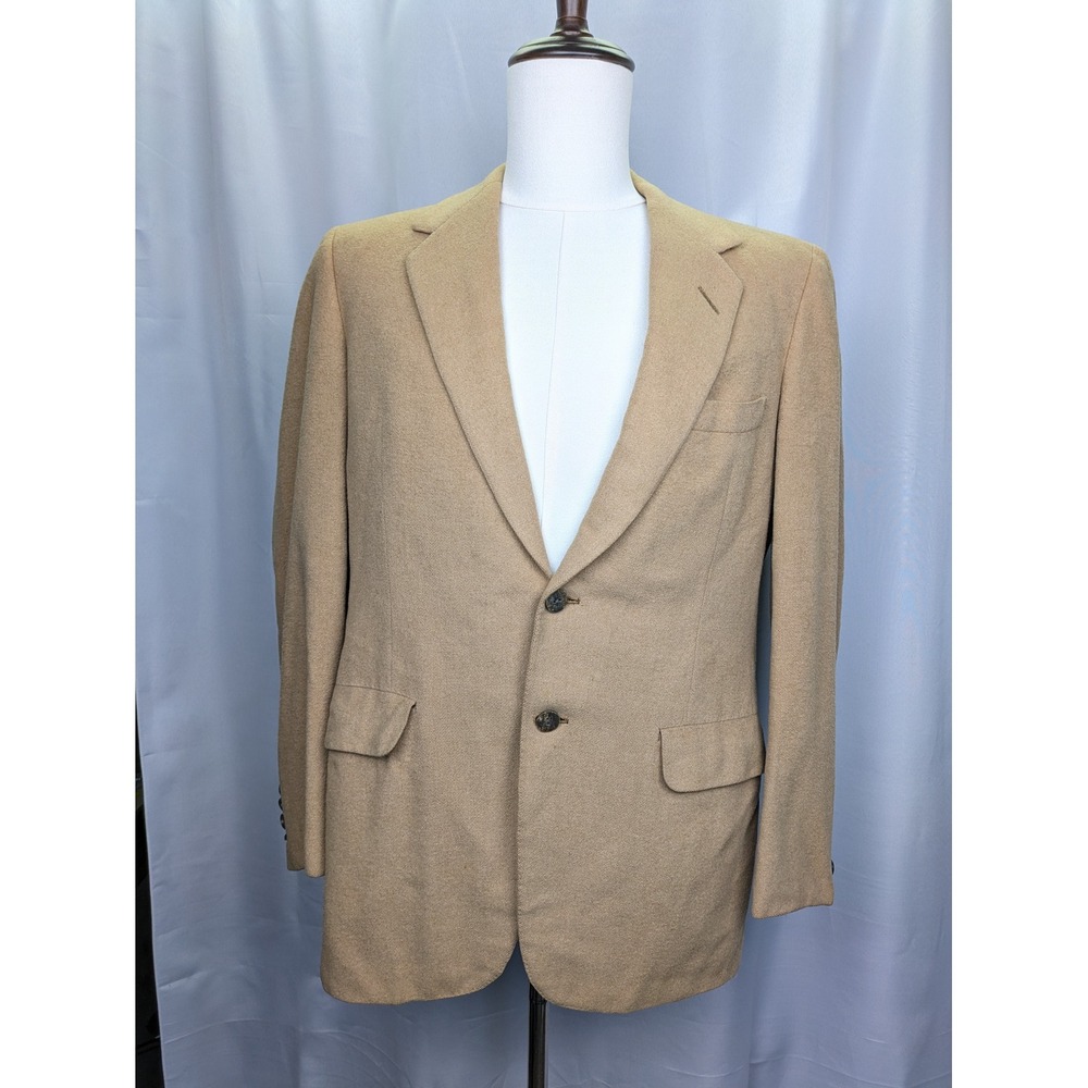 Oxxford Clothes Barneys NY Pure Camel Hair Blazer Tan Mens 38 40 Exmoor VTG FLAW - Picture 1 of 16